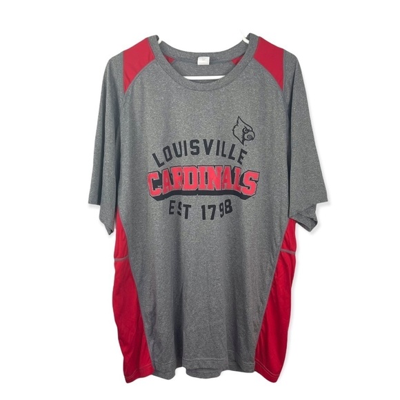 Louisville Cardinals Red Color Block Men’s Crew Neck Shirt - Picture 2 of 9